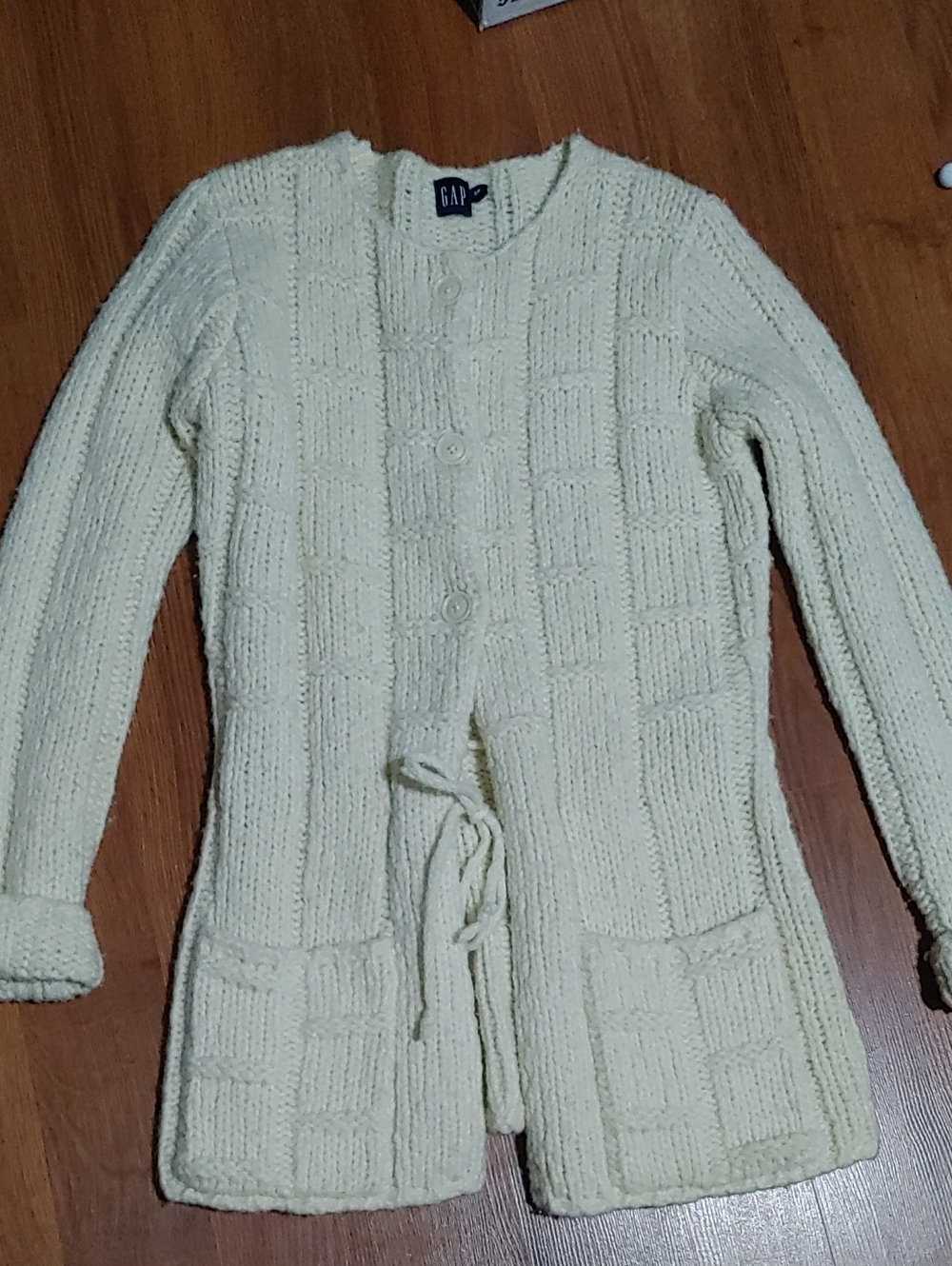 GAP Women's Cream Knit Tie-Waist Cardigan Sz SM